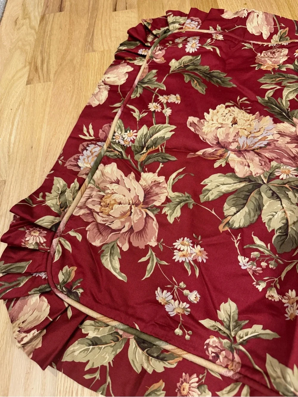 Waverly Forever Yours Burgundy Sham with a ruffled edge